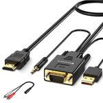 FOINNEX VGA to HDMI Adapter Cable 10FT/3M (Old PC to New TV/Monitor with HDMI), VGA to HDMI Converter Cable with Audio for Connecting Laptop with VGA(D-Sub,HD 15-pin) to New Monitor,HDTV.Male to Male