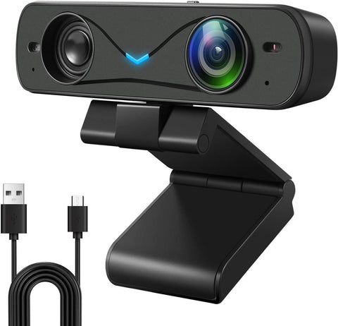 1080P Webcam with Microphone Speaker,USB Web Camera with Privacy Cover Low-Light Correction,Tof Autofocus Noise-Canceling Mics Webcam for Desktop Laptop PC,Streaming Webcam for Zoom,Gaming,Conference