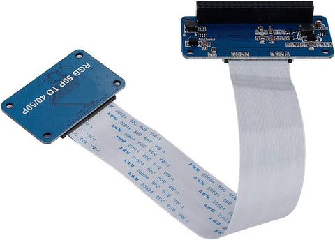 fosa RGB LCD Driver Board Kit 50Pin to 40Pin PCB Adapter Board DPI Driver with FFC Line for Raspberry Pi/OS Blue