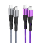 Oliomp- 6ft 2pack USB C to Lightning Cable (Apple MFi Certified) iPhone Charger Nylon Braided Lightning Cables for iPhone 13/13ProMax/13Mini/12/11 Pro Max/XS/XR/X/8/7/6S/6Plus?Purple and Gray)