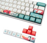 Custom Keycaps, XDA Profile PBT Keycaps, Japanese Ukiyo-e Coral Sea Style Keycaps for Mechanical Keyboards, Full 109 Key Set with 1.75u Shift Key (Coral Sea)