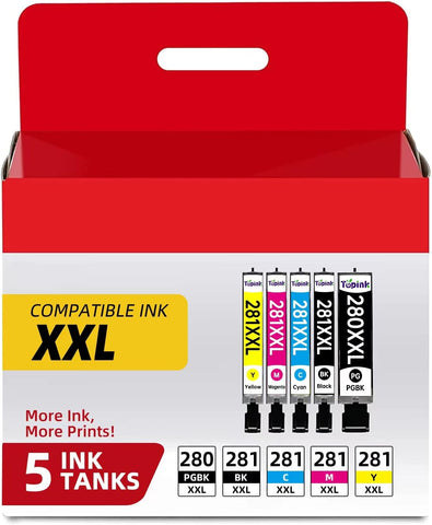 Printer Ink 280 281 Combo for Canon Ink 280 and 281 PGI-280XXL CLI-281XXL Cartridges Compatible with Cannon TR8520 TR7520 TR8620 TS9120 TS6320 TS6220 TS6120 TS702 TS8120 TS8220 TS8320 Pinter