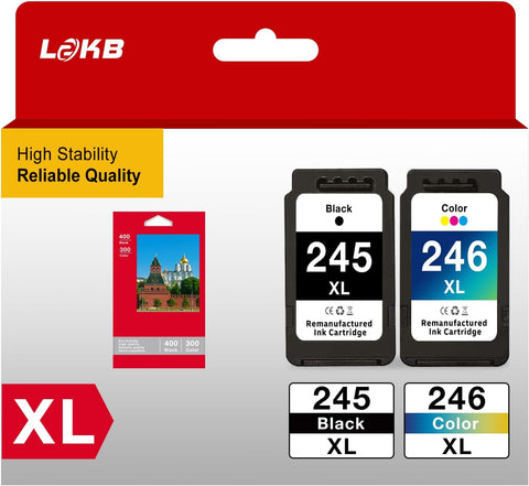 L2KB PG245 CL246 Ink Cartridge Replacement for Canon Ink cartridges 245 and 246 245xl Ink Cartridge for Canon MG2522 MX490 MX492 TR4520 TS3322 Printer(1Black/1Tri-Color, 2PK)