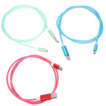 Hemobllo 3Pcs LED TypeC Chargers Cables Flowing Charging Cables Phone Charging Cord Lamp Charging Wire String (Blue Red Green)