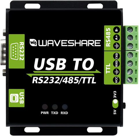 Waveshare USB to RS232 / RS485 / TTL Industrial Isolated Converter with Original FT232RL Embedded Protection Circuits and Aluminium Alloy Enclosure for Industrial Control Equipments