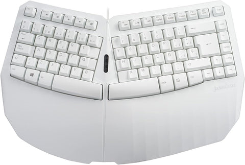 Perixx PERIBOARD-413W ES, Wired Ergonomic Compact Split USB Keyboard - 15.75x10.83x2.17 inches TKL Design - White - Spanish Layout