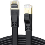 CAT 8 Ethernet Cable, 40ft High Speed 40Gbps 2000MHz 26AWG Shielded Heavy Duty Flat S/FTP CAT8 Gigabit Network Internet LAN RJ45 Patch Cord for Gaming, PS5, PS4, PS3, Xbox, Router, Modem (40ft Black)