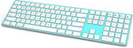 J JOYACCESS Bluetooth Multi-Device Wireless Slim Quiet QWERTY Keyboard with Numeric Keypad, Low Profile Aluminum Keyboard for Laptop, Android, Windows, iMac, MacBook, iPad Air/Pro(Green&White)