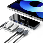 iPad Pro USB C Hub Adapter, Dockteck 5 in 1 Dongle with 4K@60Hz HDMI, Type C to 3.5mm Audio Headphone Jack, 100W PD and 2 USB 3.0 for iPad Pro 2021 2020 M1 12.9/11, iPad Air 5/4, Mini 6