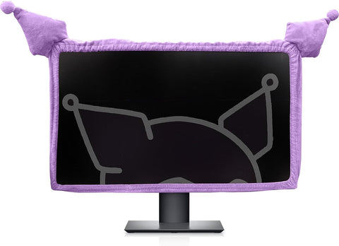 Kakurookie 27'' - 34'' Computer Monitor Protective Cover with Cat Ear Design, Cute Purple Monitor Dust Cover with Furry Design, Elastic Dustproof, Suitable for PC, Tablet, TV (27-34in, Purple)