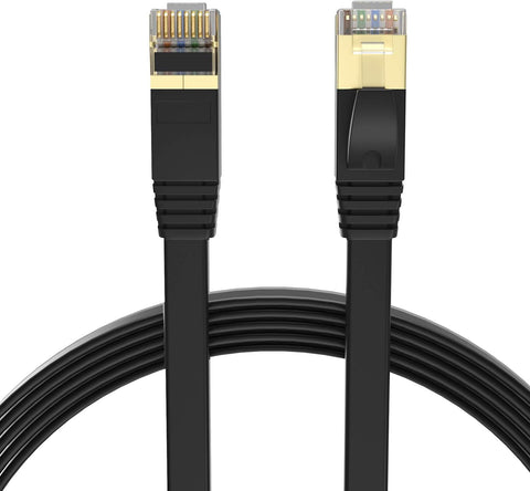 SHD Flat Cat7 Ethernet Cable(2 Pack) Network Patch Cable FTP/STP LAN Cable Computer Patch Cord-15 Feet
