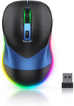 PEIOUS Wireless Mouse, Mouse Jiggler for Laptop - LED Mouse Rechargeable Computer Mouse Mover Undetectable Random Movement with On/Off Button Keeps Computer Awake - Blue&Black