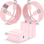 iPad Pro USB-C Fast Charger, 20W Fast Charging for iPad Pro 12.9, 11 inch 3th 2021, iPad Air 5th 2022/ 4th 2020, iPad Mini 6 Generation 2021, with 6.6FT 60W USB C to C Cable - Pink?2Pack?