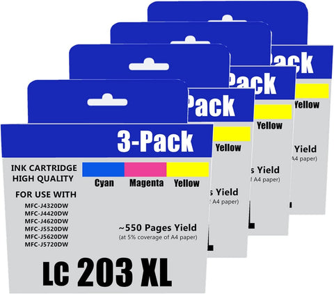 LC203 Compatible Ink Cartridge for Brother LC203XL LC201XL LC203 LC201 Work with Brother MFC-J480DW MFC-J880DW MFC-J4420DW MFC-J680DW MFC-J885DW Printer (4 Cyan, 4 Magenta, 4 Yellow, 12 Pack)