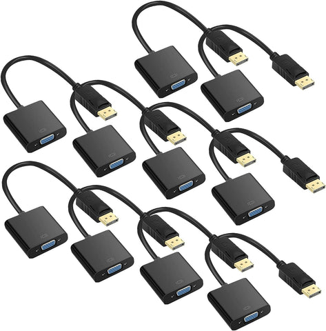 EEEKit DisplayPort to VGA Adapter, 10 Pack Gold-Plated DP to VGA Adapter Converter Male to Female Compatible with Computer, Desktop, Laptop, PC, Monitor, Projector, HDTV (Black)