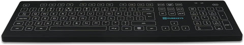 PUREKEYS Medical Keyboard Full Size USB Black for Hospital, Dentist, Cleanroom, Laboratory and Industrial. Easy to Disinfect Hygienic Flat and Flexible Silicone