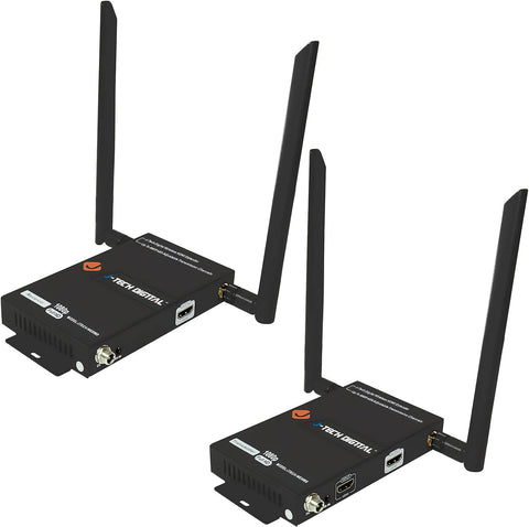 J-Tech Digital Wireless HDMI Extender 1080p up to 660 ft Extension, Transmitter & Receiver Kit Selectable Frequencies to Limit Interference, IR Remote Control (up to 4 Sets)