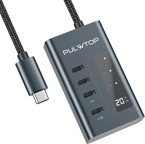 PULWTOP USB C Hub for Laptop, 4 in 1 10Gbps USB C to USB C Hub Support Data & Charging(Not Support Video), USB Hub Multiport Adapter with USB C 10Gbps Ports for iMac, MacBook Pro/Air, iPad, XPS