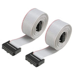 uxcell IDC Gray Wire Flat Ribbon Cable 14 Pins 128cm Length 2.54mm Pitch 2pcs Type-C