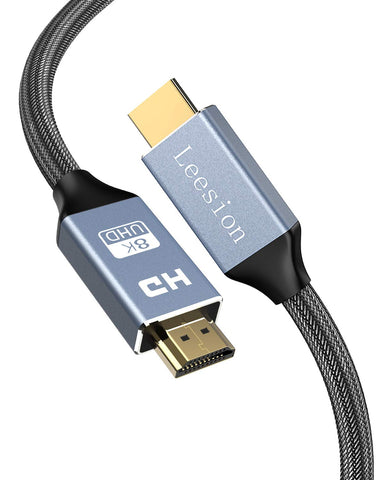 LEESION 8K HDMI 2.1 Cable 48Gbps 10FT/3M, Ultra High Speed HDMI Braided Cord-8K@60Hz 4K@120Hz,Support Dynamic HDR, eArc, Dolby Atmos,Compatible with Roku TV/Laptop/PS5/Apple TV/Xbox&More(Blue)