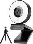 papalook 1080P Webcam with Ring Light and Tripod, PA552 Full HD Streaming Web Camera with Dual Microphones, Plug and Play USB Webcam for PC Mac Laptop Desktop, Zoom Skype Facetime Video Conference