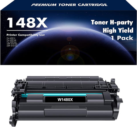 148X Toner Cartridge Black High Yield 1 Pack Compatible Replacement for HP 148X 148A W1480X W1480A for HP Pro 4001dw 4001dn 4001n MFP 4101fdw 4101fdn Printer Ink