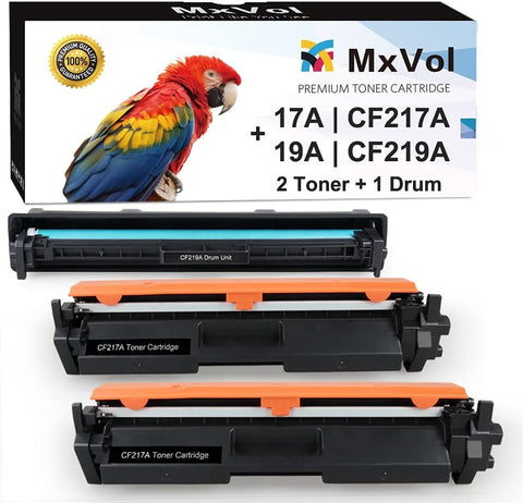 MxVol Compatible Toner Cartridge and Drum Unit Replacement for HP 17A CF217A Toner & 19A CF219A Drum for HP Pro M102w M130fw M130nw M130fn M102 M130 Printer (2 Toner+1 Drum,3-Pack)