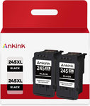 245XL Ink Cartridges 2 Black for Canon PG 243 245 XL for Cannon Pixma TR4520 MG2525 MX490 MX492 MG2522 TS3100 TS3122 TS3300 TS3320 TS3322 TR4500 TR4522 MG2500 MG2520 TS202 TS302 Printer PG245 243XL