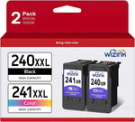 WIZINK 240-241 XL XXL Printer Ink cartridges for Canon 240 241 Black and Color XXL XL Combo Pack for for Pixma MG3620 MG3600 TS5120 TS5100 MG2120 MG3520 MX452 MX512 MX532 MX472