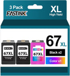 67 XL 67XL Ink Cartridge Black Color Combo Pack,Replacement for HP 67 XL 67XL HP67 for HP Envy 6000 6055e 6055 Envy Pro 6455e 6455 DeskJet 4155 4155e 4100 2700 2755e 2755 Printer(2 Black, 1 Tri-Color)