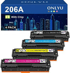 ONLYU Compatible Toner Cartridge Replacement for HP 206A Toner Cartridges 4 Pack with Chip 206X W2110A W2110X for HP Color Pro MFP M283fdw M283cdw M255dw M283 M255 Printer 206A Toner Cartridges HP Set