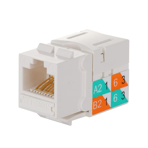 NBG LAN Unshielded Regular Keystone Jack Cat.6/Cat.5e High Transfer Speed 90 Degrees Color-White 25-Pack