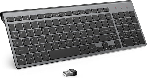 J JOYACCESS Wireless Keyboard, 2.4G Slim and Compact Wireless Keyboard with Numeric Pad for Laptop, MacBook Air, Apple, Computer, PC(Black and Grey)