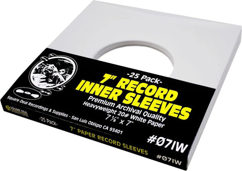 (25) Archival Quality Acid-Free Heavyweight Paper Inner Sleeves for 7" Vinyl Records #07IW