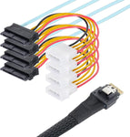 Cablecc Slimline SAS 4.0 SFF-8654 4i 38pin Host to 4 SAS 29pin SFF-8654 Target Hard Disk Fanout Raid Cable 1M