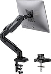 HUANUO Single Monitor Mount, Articulating Gas Spring Monitor Arm, Adjustable Stand, Vesa Mount with Clamp and Grommet Base - Fits 17 to 27 Inch LCD Computer Monitors 4.4 to 14.3lbs