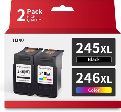 TEINO 245XL Ink Cartridge Compatible Ink Cartridge Replacement for Canon 245XL 246XL Combo Pack for PIXMA MX490 MX492 MG2522 MG2520 MG2922 TS3122 Printer Canon PG 245 and CL 246 (Black Tri-Color)