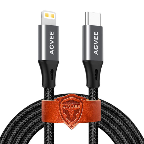 AGVEE 2 Pack 15ft Long USB-C to Lightning Charging Cable, Braided Durable i-Phone Type-C Charger Cord 8 Pin Wire for iPhone 12 11 Pro Max, 12 Mini 11Pro SE2, Case Friendly, Dark Gray