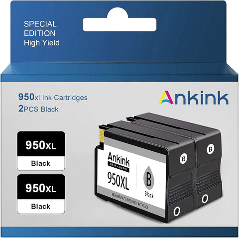 950XL 950 XL Black Ink Cartridge Compatible for HP 950 HP950 XL HP950XL Black Replacement for HP OfficeJet Pro 8600 8610 8620 8100 8625 8630 8660 8615 276DW 251DW Printer Ink (2 Pack high-yield Black)