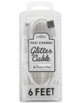 LIQUIPEL Powertek Glitter MFi Certified Charger Compatible for Apple iPhone, iPad, 6ft Cable, Lightning to USB Cable Cord, Fast Charging Lightning Cable (White)