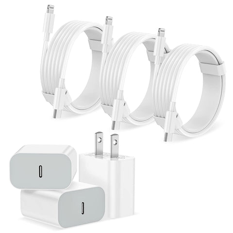 iPhone Charger Fast Charging?Apple MFi Certified? 3Pack USB-C Wall Charger Block with 6FT USB C to Lightning Cables for iPhone 14/14 Pro/14Pro Max/13/13 Pro/12/12 Pro/12 Pro Max/11/Xs Max/XR/X