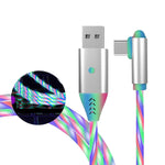 Upgrated 90 Degree Right Angle Type C Light Up Charging Cable with Switch On/Off,Gneinour Visible Flowing LED Cable,Shining USB A to Type C Fast Charging Sync Cord L Type C Cable Cord (4.9ft,Color)