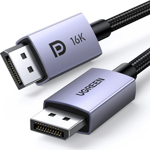 UGREEN DisplayPort 2.1 Cable 6.6FT, VESA Certified DP 2.0 Cable DP to DP Cable Support 16K@60Hz, 8K@60Hz, 4K@240Hz 80Gbps HDR, HDCP, DisplayPort 2.1 Cord Compatible FreeSync G-Sync Gaming Monitor