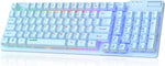 NACODEX AF981 Wired Membrane Keyboard 99 Keys with Mechanical Feel - Rainbow Backlight Computer Keyboard - 19 Anti-Ghosting Keys Floating Keyboard (Blue)