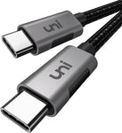 uni USB C to USB C Cable 6.6ft, Long USB Type C 100W Fast Charging Nylon Braided Cable (5A 20V) Compatible with MacBook Pro 2022, iPad Pro 2022, iPad Air 5, Samsung Galaxy S23/S22 Ultra, etc