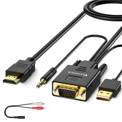 VGA to HDMI Adapter Cable 15FT/4.5M (Old PC to New TV/Monitor with HDMI),FOINNEX VGA to HDMI Converter Cable with Audio for Connecting Laptop with VGA(D-Sub,HD 15-pin) to NEW Monitor,HDTV.Male to Male