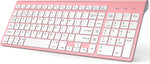 J JOYACCESS Bluetooth Keyboard, Pink Wireless Keyboard with Number Pad, Dual Mode Slim Keyboard Connects Up to 3 Devices for iMac/Mac,MacBook, iPad,Laptop,Android,Windows