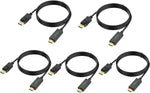 UVOOI DisplayPort DP to HDMI Cable 6 feet 5-Pack, DisplayPort to HDMI Display Monitor Adapter Cord Male to Male Gold-Plated Cord Compatible with Lenovo, HP, ASUS, Dell and Other Brand - Black