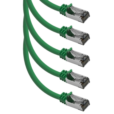 Beszin [50 Micron Gold Plated 1Ft Cat.8 S/FTP Shielded Ethernet Network Cable Green 26AWG- 5 Pack