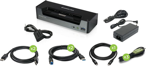 IOGEAR 3-Port 4K USB-C DisplayPort KVMP Switch - 45W USB-C Power Delivery - 4K 60Hz - Front Panel or Hotkey Selection - Supports HD Audio - MST Support Expand to 2 DisplayPort Monitors - GCS1953
